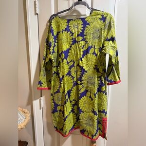 Boden Blue and Green Floral Dress